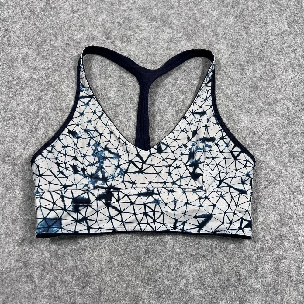 Lululemon‎ Reversible Naval Blue Star Crushed Silver Fox Retreat Bra Women's 2